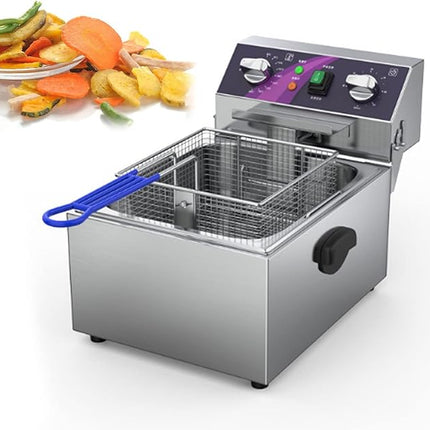 Commercial Electric Deep Fryer 10L – Single or Double Tank for Chicken, Skewers, and Fried Foods