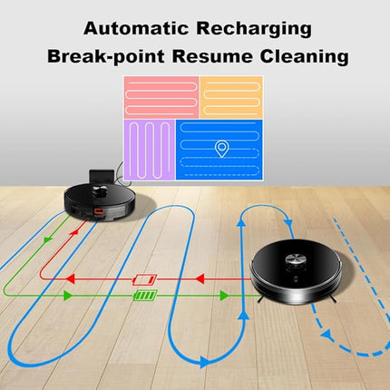 Smart Robot Vacuum Cleaner with Lidar Mapping, WiFi App Control and Mopping Function – Black