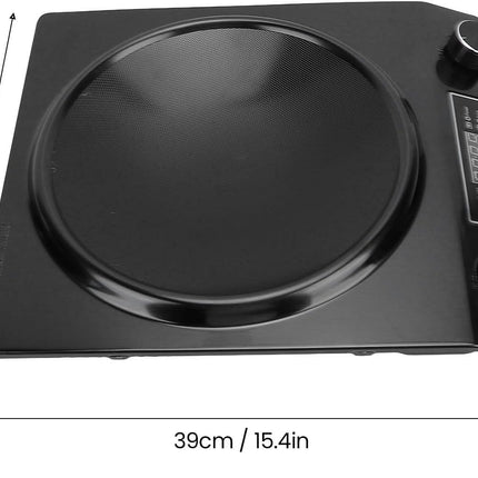 3500W Electric Concave Cooking Plate with Dual Temperature Control Knobs Black