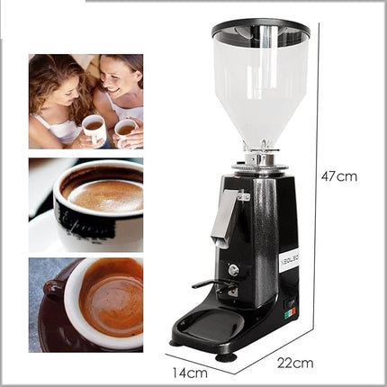 Aluminum Housing Commercial Coffee Grinder 250W for Home and Café Use Black