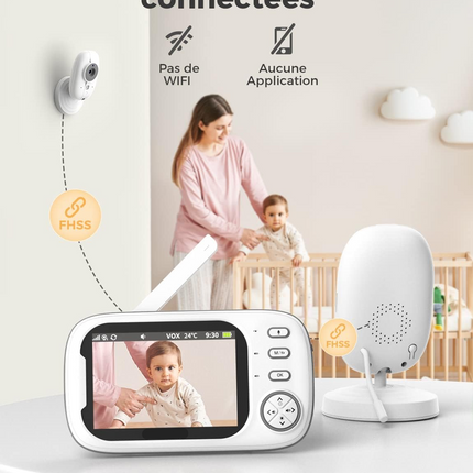 Portable 720P Baby Camera Monitor with Temperature Alert & Two-Way Audio