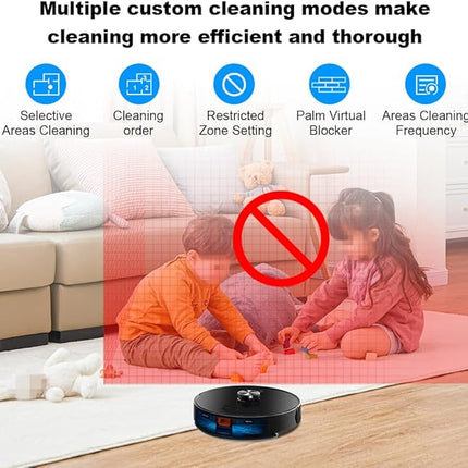 Smart Robot Vacuum Cleaner with Lidar Mapping, WiFi App Control and Mopping Function – Black