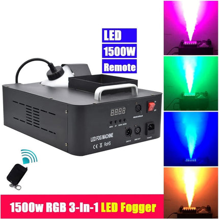 1500W RGB LED Fog Machine 3L Tank for Stage Parties Weddings Effects