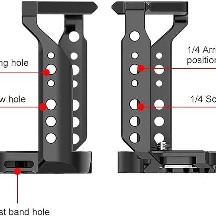 CNC Anodized Aluminum Camera Cage – Compact 133x56x93mm, Lightweight