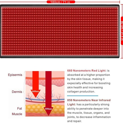 Infrared Red Light Relaxation Mat Adjustable Full Body Black