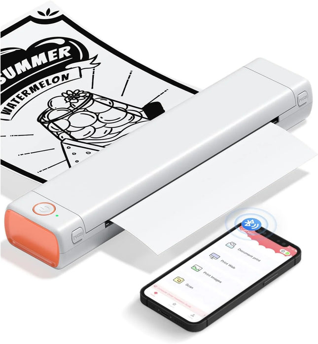 Compact Wireless A4 Document Printer – Rechargeable Ink-Free Thermal Printing Device