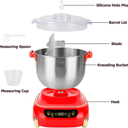 6L Stainless Steel Automatic Dough Kneading Machine with Smart App Control 3 Speed Stand Mixer