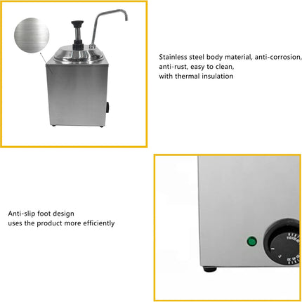 Countertop Sauce Warmer Dispenser 650W for Toppings, Gravies and Sauces