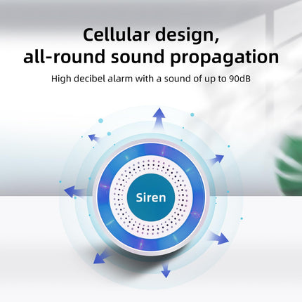 Wireless 433MHz Alarm Siren Hub with Rechargeable Battery and Voice Alerts