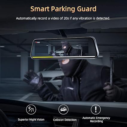 1080P Mirror Dash Cam with 10 Inch Touch Display, Front and Rear Recording Camera for Vehicles