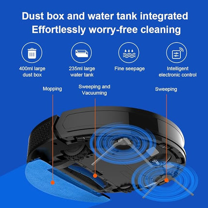 Smart Robot Vacuum Cleaner with Lidar Mapping, WiFi App Control and Mopping Function – Black