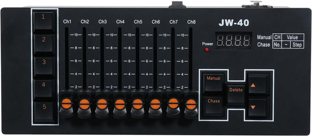 Rechargeable 40 Channel DMX 512 Lighting Controller Portable for Stage DJ Party Black