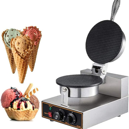 Commercial Electric Waffle Cone & Egg Roll Maker – Single Plate, Adjustable Heat, 1000W
