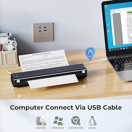 Compact Wireless Thermal Document Printer for A4 & Letter Pages – Rechargeable USB-C