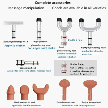Silver Grey Percussion Muscle Massage Gun – 10 Attachments, 6 Speed Settings (750N Power)