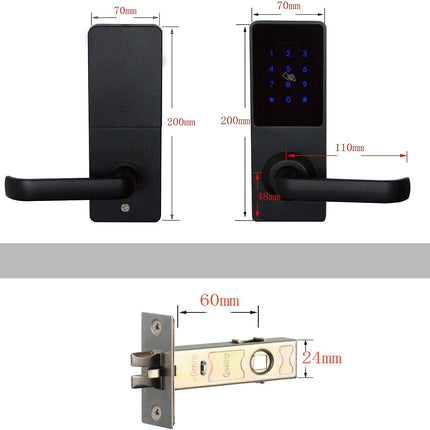 Keyless Bluetooth Door Lock with Password, RFID Card & Mechanical Key for 35-100mm Doors