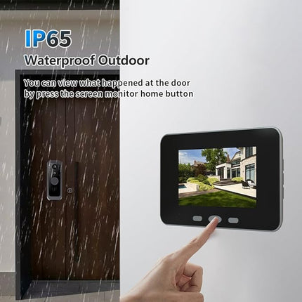Smart Video Door Viewer with Indoor LCD Screen, Rechargeable Door Camera, Motion Alert & Weatherproof Design
