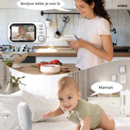 Portable 720P Baby Camera Monitor with Temperature Alert & Two-Way Audio