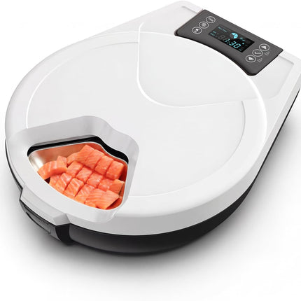Automatic Wet Food Feeder for Cats & Small Pets with 5 Meal Timer, Cooling, Reheat & Stainless Steel Bowl