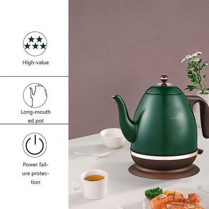1.5L Retro Electric Kettle with Double Wall Stainless Steel Interior and 360° Swivel Base Blue