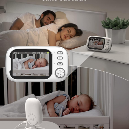 Portable 720P Baby Camera Monitor with Temperature Alert & Two-Way Audio