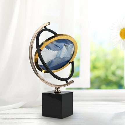 Premium Marble Base Globe Ornament with Zinc Alloy Frame for Modern Interiors