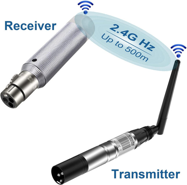 Wireless DMX512 Transmitter and Receiver Set 400m Range for Moving Head Stage Lighting