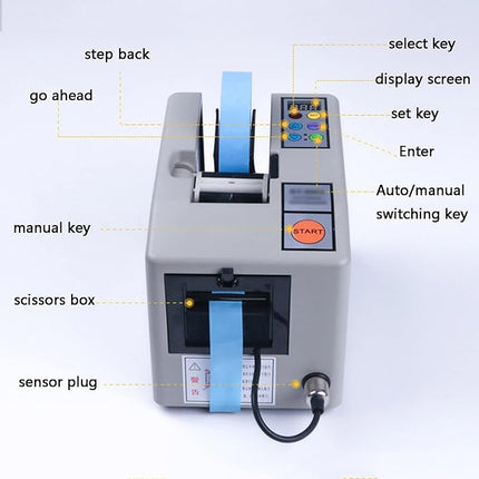 Smart Electric Tape Dispenser (Desktop) – Adjustable Auto Cut 5–999mm, 5–50mm Width Support