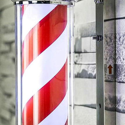 LED Rotating Barber Pole Wall Sign Red White Blue Classic Style Barber Shop Light
