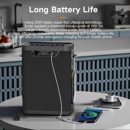 High-Performance 300W Wireless Party Speaker with Dual Mics, LED Effects & Stereo Sound
