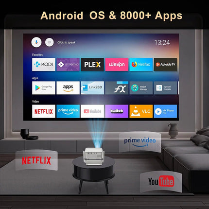 Compact 720P HD Smart Projector with Android 11, WiFi & Bluetooth – White