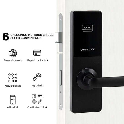 Smart Fingerprint Door Lock with Bluetooth App, Password, Card & Mechanical Key for 35-100mm Doors