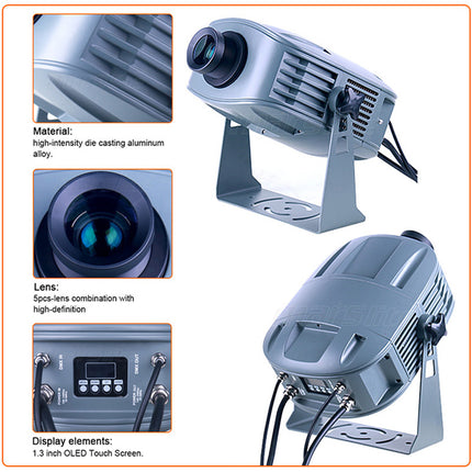 Portable IP65 LED Water Wave Projection Light 200W with RGB Effects, RDM & Manual Focus