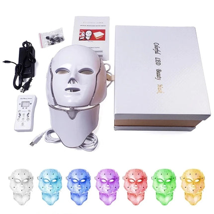 LED Face and Neck Rejuvenation Mask with 7 Light Relaxation Modes and Microcurrent Heads