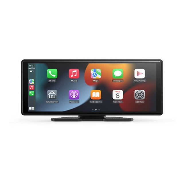 9-Inch Smart Car Display with Wireless CarPlay, Front & Rear Cameras, and Reverse Support