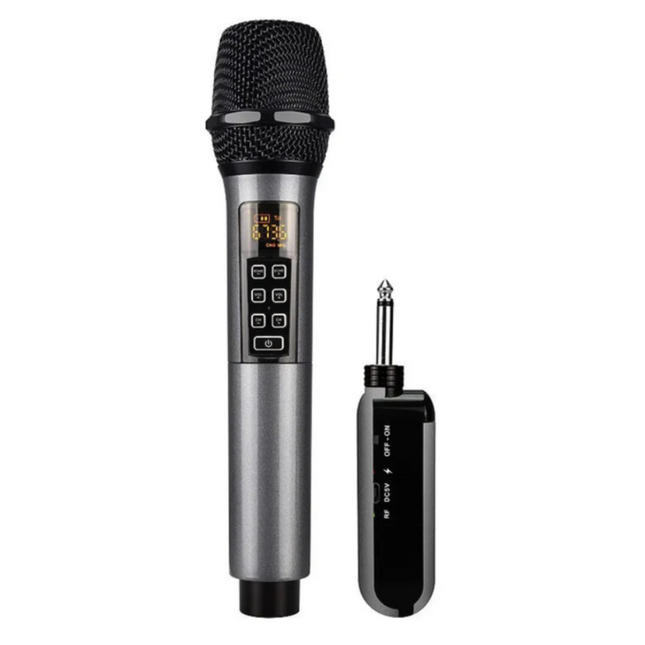 Wireless Dual Microphone System with Receiver & Rechargeable Batteries