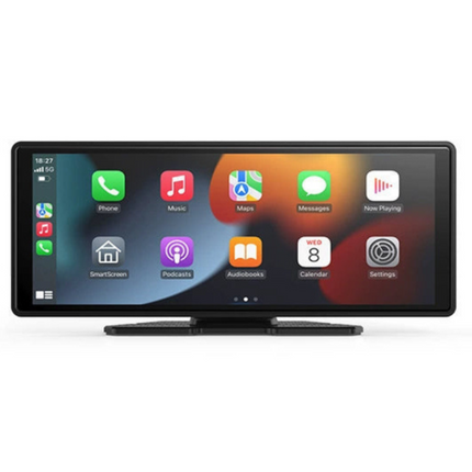 9" Touchscreen Car Multimedia Player with Wireless CarPlay, Dual Dash Cameras & Parking Assist