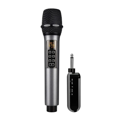 Dual Wireless Microphone Set with Rechargeable Batteries, Receiver and Audio Adapter for Karaoke and Events