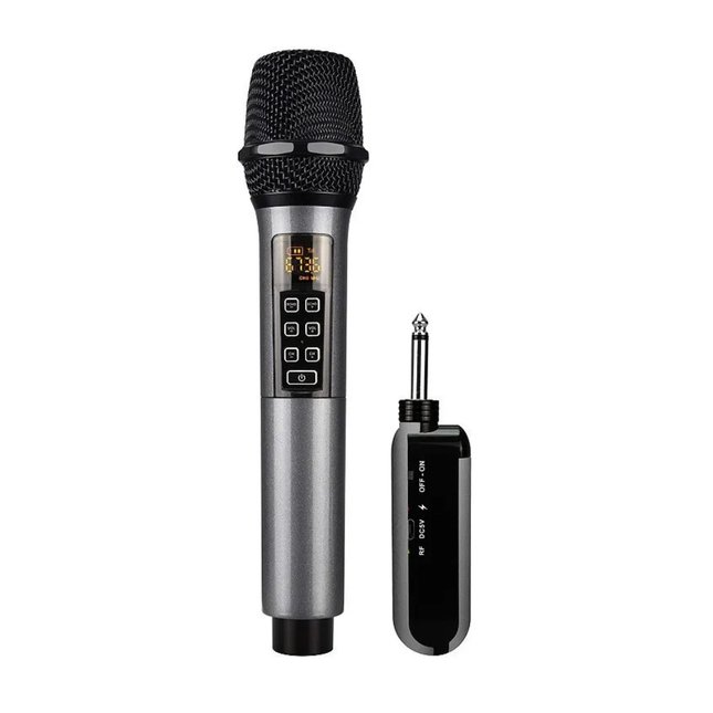 Dual Wireless Microphone Set with Rechargeable Batteries, Receiver and Audio Adapter for Karaoke and Events