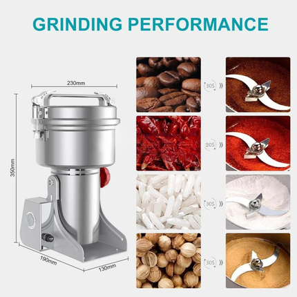 1900W Electric Grain Grinder with 800g Capacity Stainless Steel Spice Powder Machine
