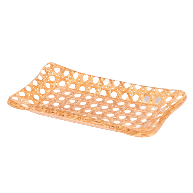Rattan Acrylic Tray for Home or Restaurant Decorative Durable Dining Serving Tray