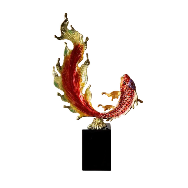 Decorative Crystal Fish Tabletop Ornament with Enamel Accents Artistic Sculpture