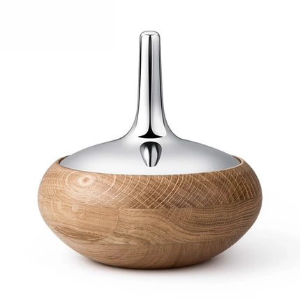 Nordic Airtight Storage Jar with Stainless Steel Lid and Beech Wood Base for Snacks, Tea, and Home Use