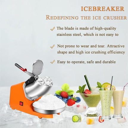 Heavy-Duty Electric Ice Shaver Machine – 300W High-Performance Motor with 4 Precision Blades (65kg/H Capacity)