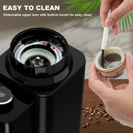Electric Conical Burr Coffee Grinder with 48 Grind Settings and 35s Timer, Stainless Steel Black