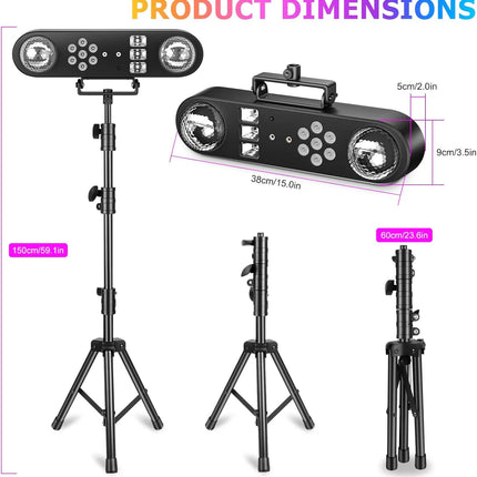 All-in-One RGB Music Reactive Party Light System with Stand, Strobe & UV Effects