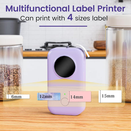 Cordless Handheld Label Printer with Smartphone App & Rechargeable Battery – Purple