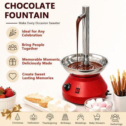Chocolate Fountain Machine 230W 4-Tier Party Dessert Fountain for Chocolate & Fondue, Black