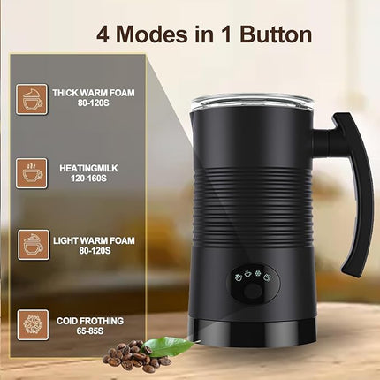 Electric Milk Frother with Temperature Control – Hot & Cold Foam, Quiet Motor, Compact Design