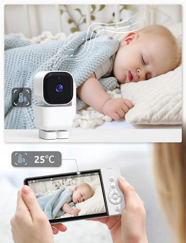 Wireless Video Monitor with 5" Display, 720P Camera, Night Vision, Pan & Tilt, VOX Mode